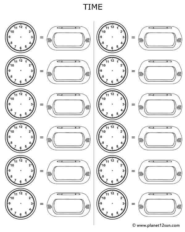 time worksheet blank