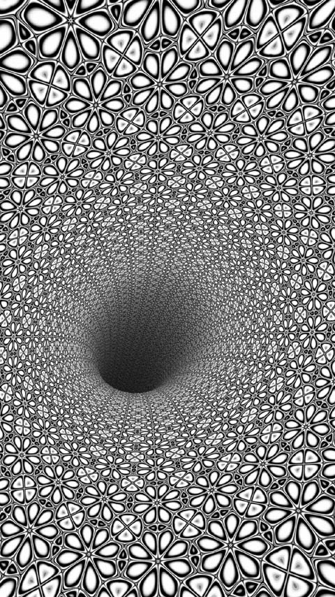 wormhole portal black and white abstract wallpaper background phone