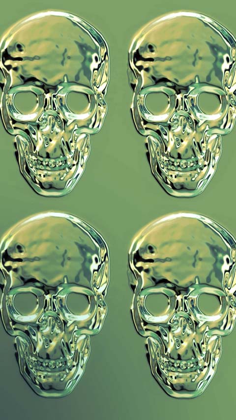 skulls crystal green wallpaper background phone