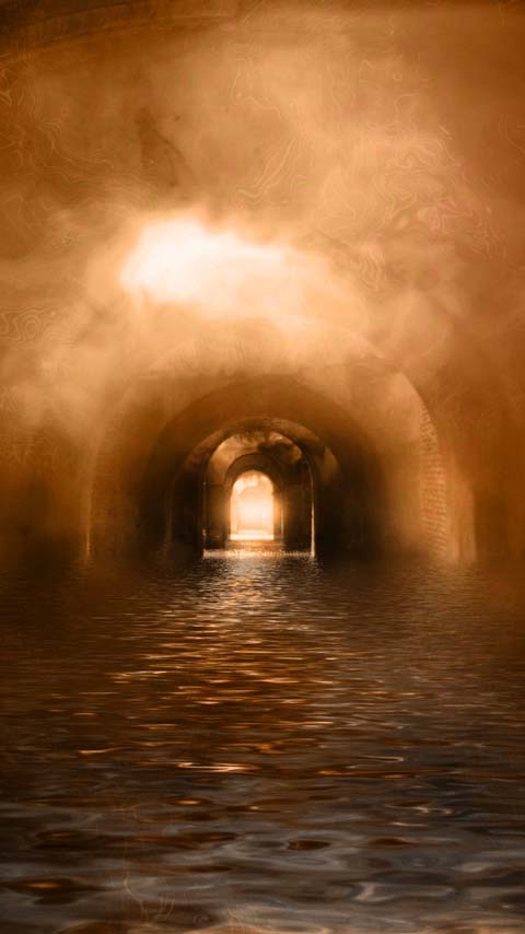 Subterranean tunnel mysterious orange dark wallpaper background phone