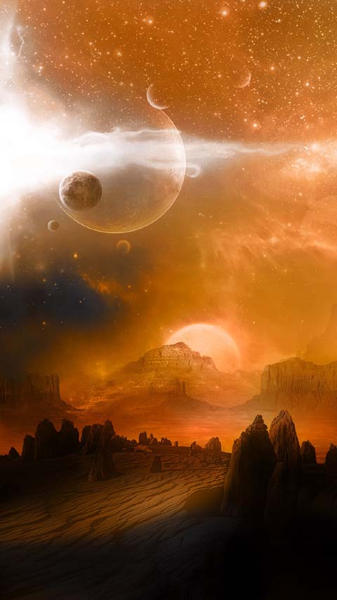 strange alien world orange wallpaper background phone