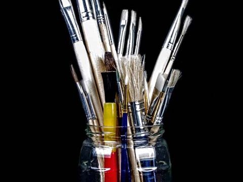 paint brushes artists dark black wallpaper background phone