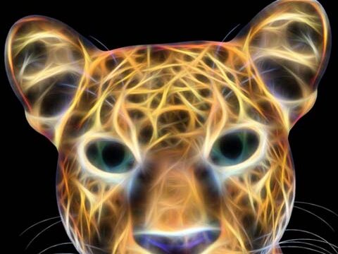 leopard tiger 3D neon dark black wallpaper background phone