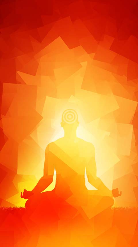 meditation yoga fire orange yellow background phone wallpaper