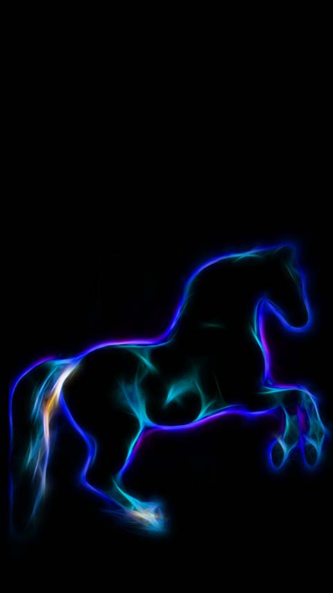 neon horse black dark wallpaper background phone