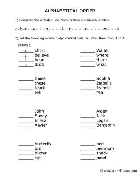 alphabetical order free pdf printable worksheet 2nd 3rd grade
