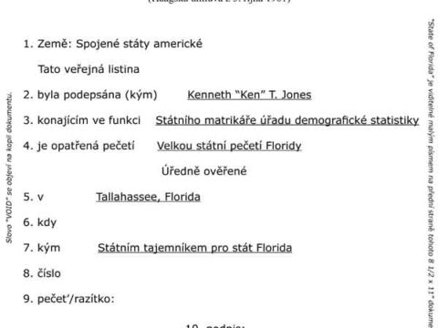 apostila apostille birth certificate translation Czech free printable form