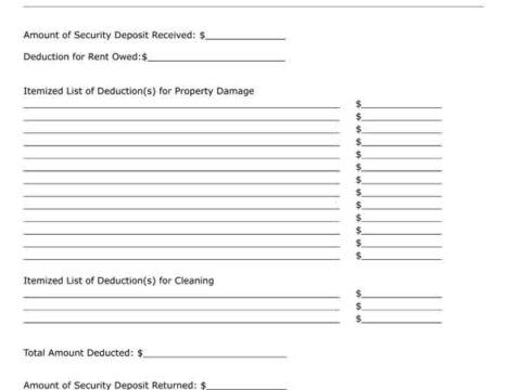 deduction form itemized security deposit landlord tenant free printable pdf form