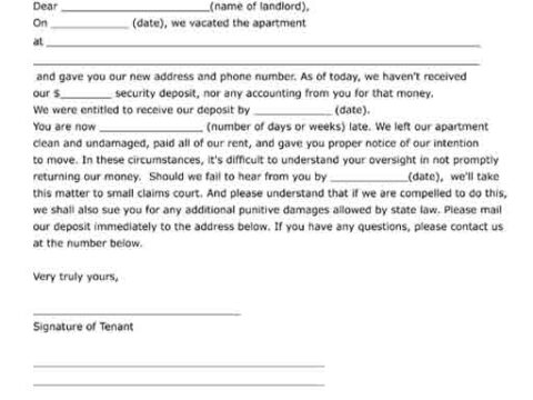 return security deposit demand letter printable free pdf