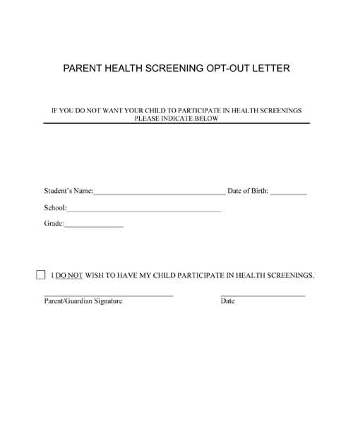 health screening opt-out letter free pdf printable form