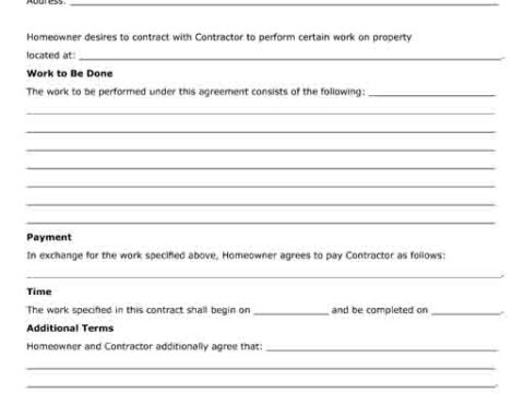 home maintenance agreement work to be done free printable pdf form