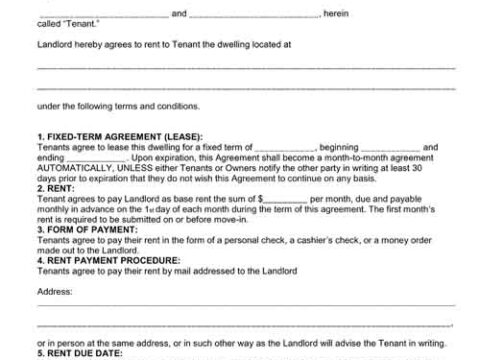 standard residential lease agreement free printable pdf format form