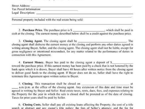 real estate purchase agreement free pdf format printable