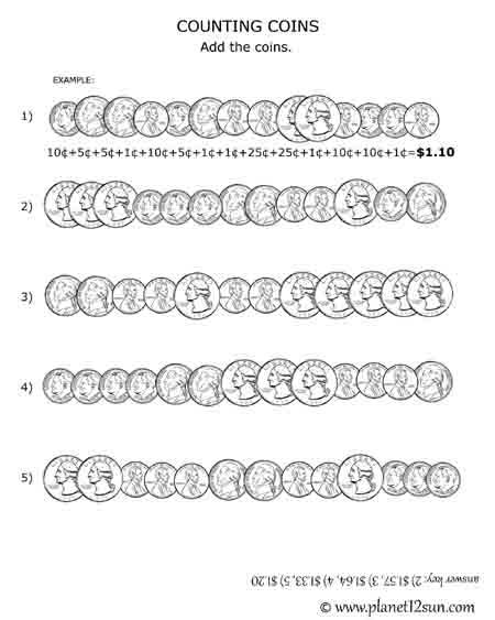 coins money counting adding free printable worksheet 2nd grade