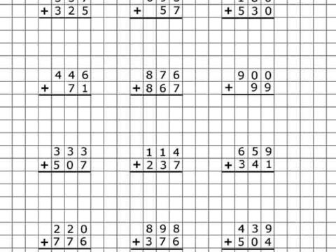 graph paper addition 3 digit numbers free worksheets