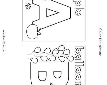 letters a b coloring free printable preschool worksheet