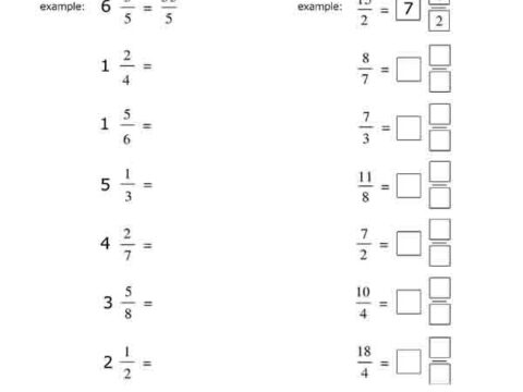 mixed fractions worksheet