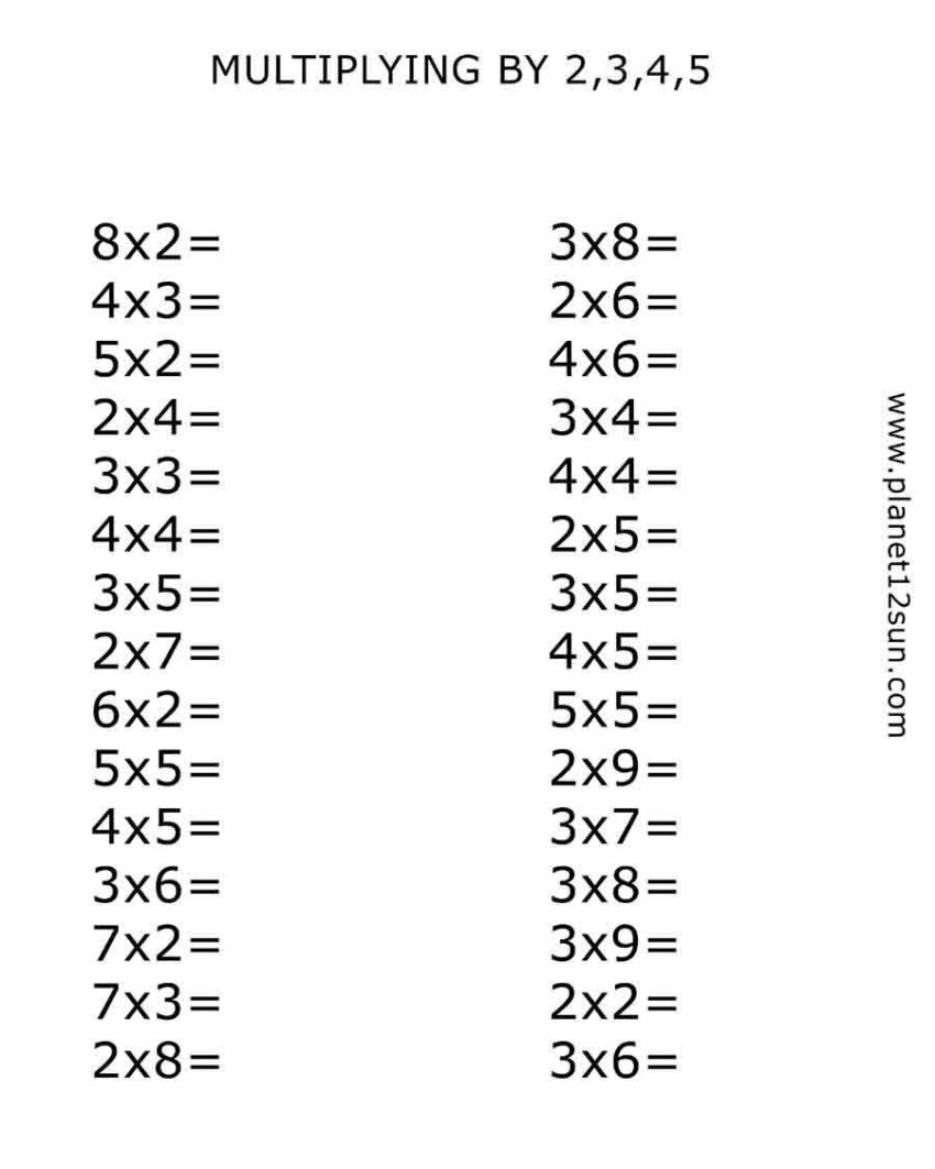 multiplication worksheet