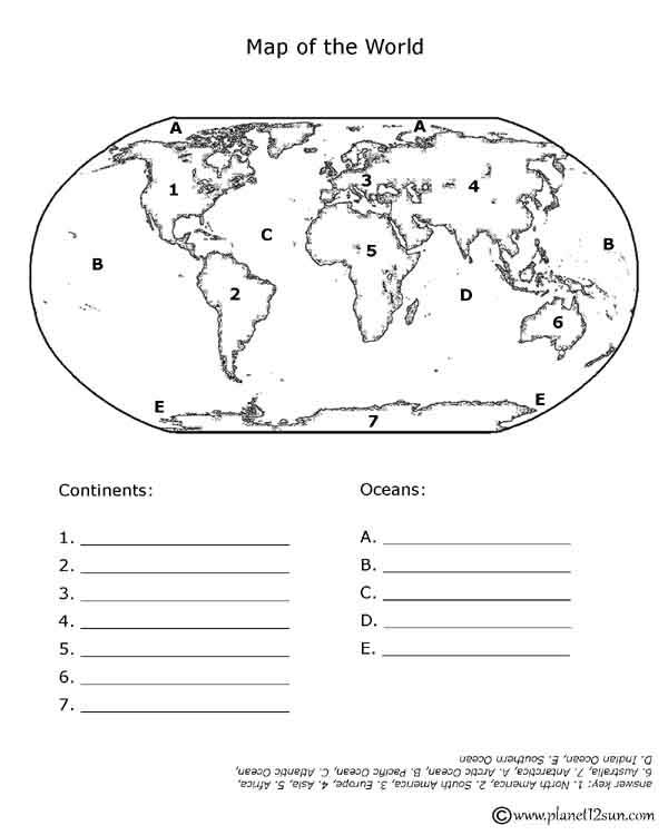 Printable Continents Worksheet - Printable World Holiday